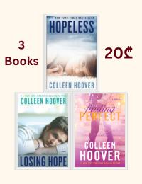 Colleen Hoover 3 Books Collection Set (Hopeless #1, Losing Hope #2, Finding Perfect #2.6)